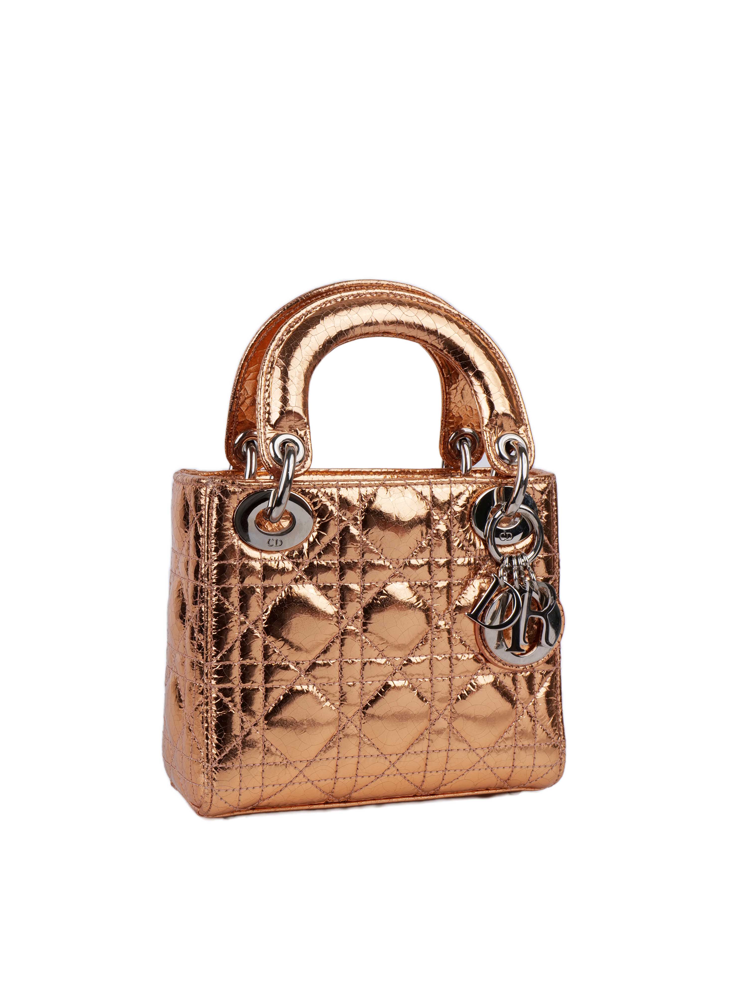 Dior Mini Lady Dior Handbag in Copper Metallic | Luxury Crossbody Bag for Women | Perfect for Parties, Dates & Special Occasions