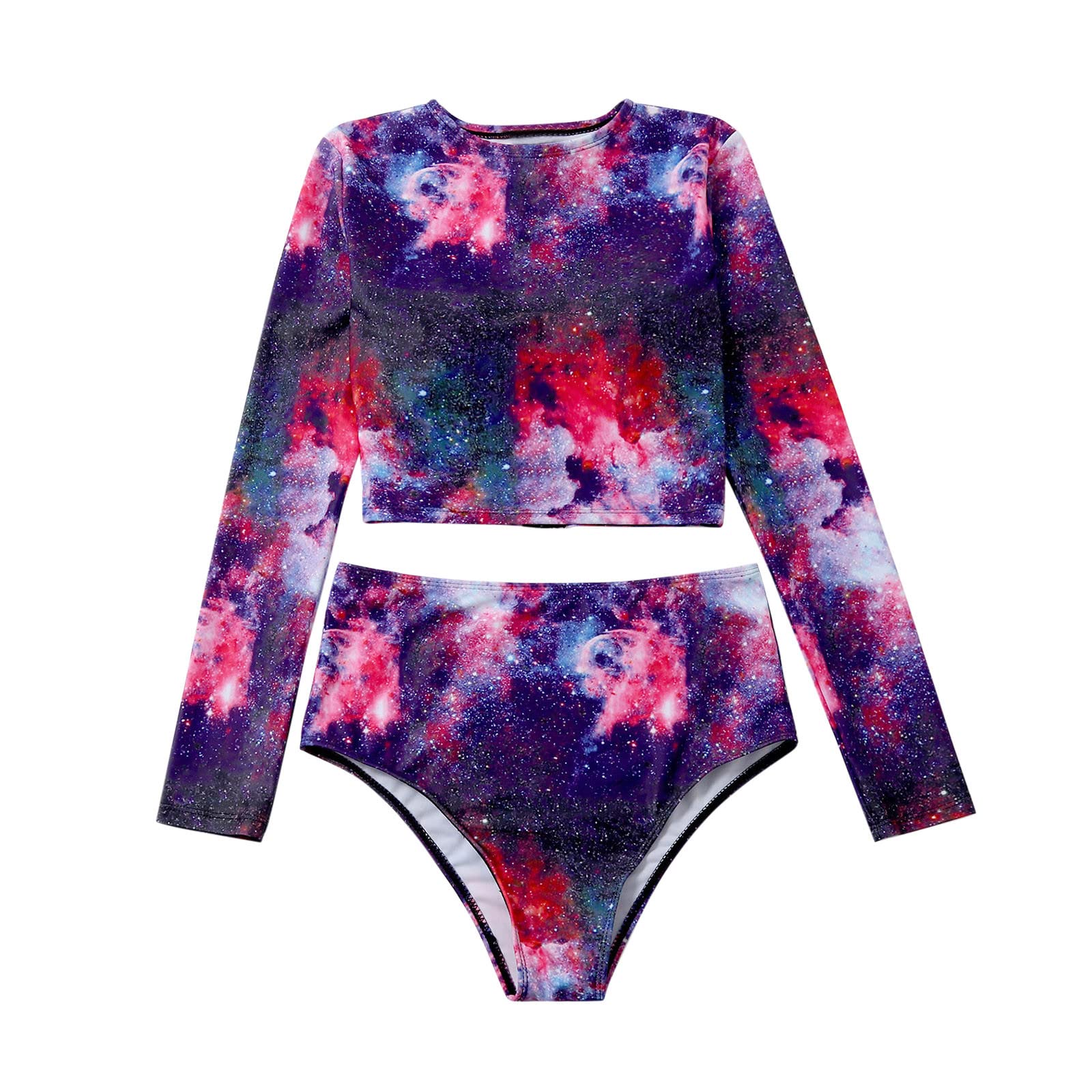 Sexy Star Print Bikini Set Long Sleeve Push Up Swimwear for Women - Beach & Pool Party