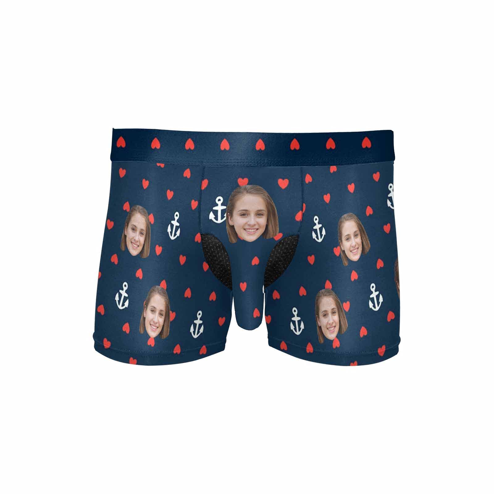 Custom Men's Elephant Print Boxer Briefs - Funny Underwear with Girlfriend/Wife Face Design - Comfortable Cotton Stretch Underpants for Birthday Gifts & Couples Loungewear