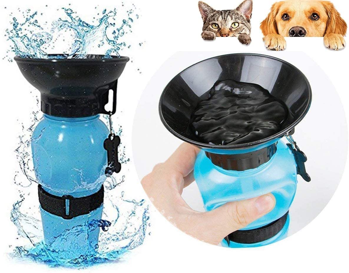 Portable Dog Water Bottle with Bowl - Travel Pet Water Dispenser for Dogs - Auto-Feeding Sipper Mug - BPA-Free Plastic - 1PC (Multi Color) - Ideal for Hiking, Camping & Outdoor Adventures