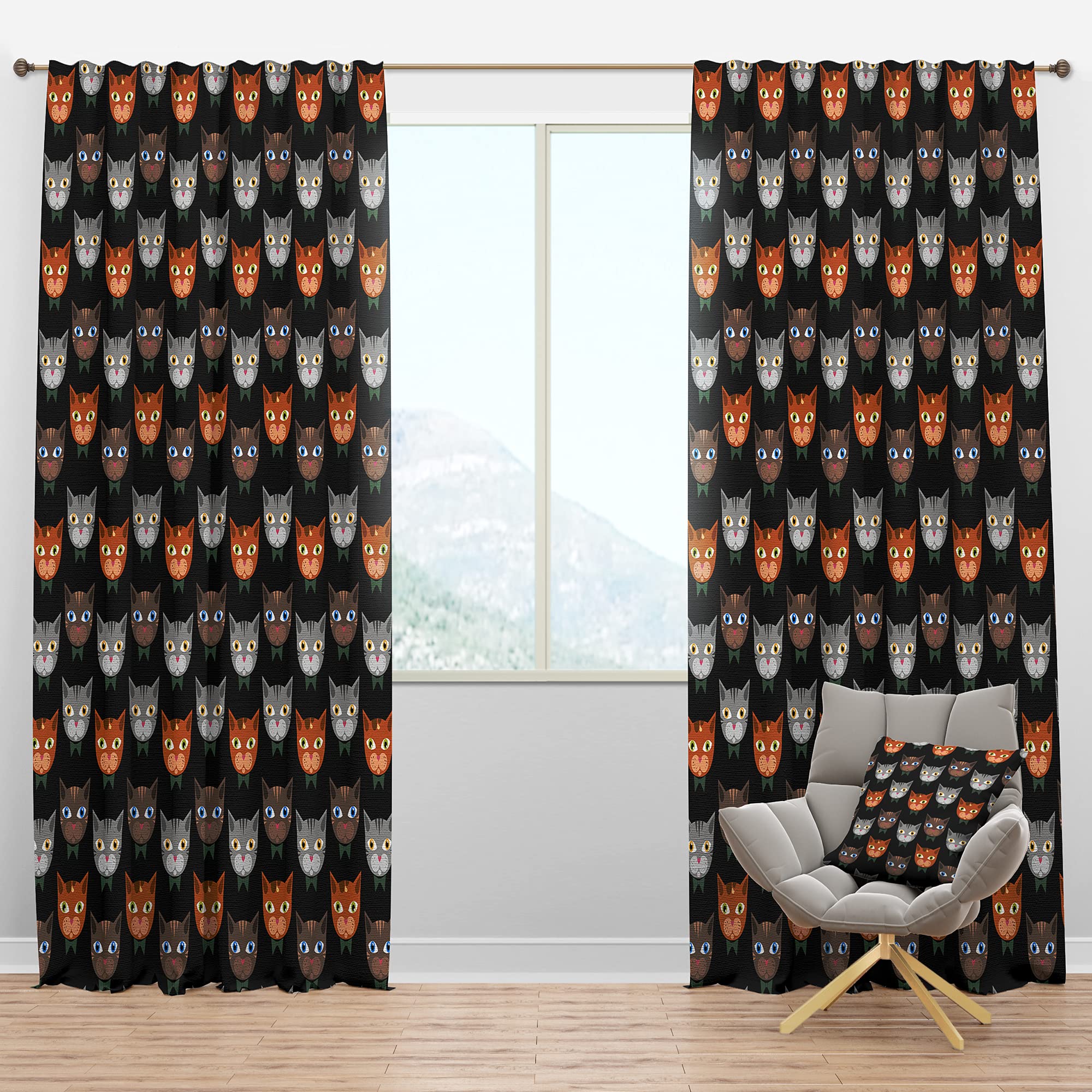 Cute Cats Blackout Curtains - Thermal Insulated Single Panel (52x95 inches) for Bedroom & Living Room - Noise Reducing & Energy Saving Window Drapes - Perfect for Nursery, Home Theater, and Shift Workers