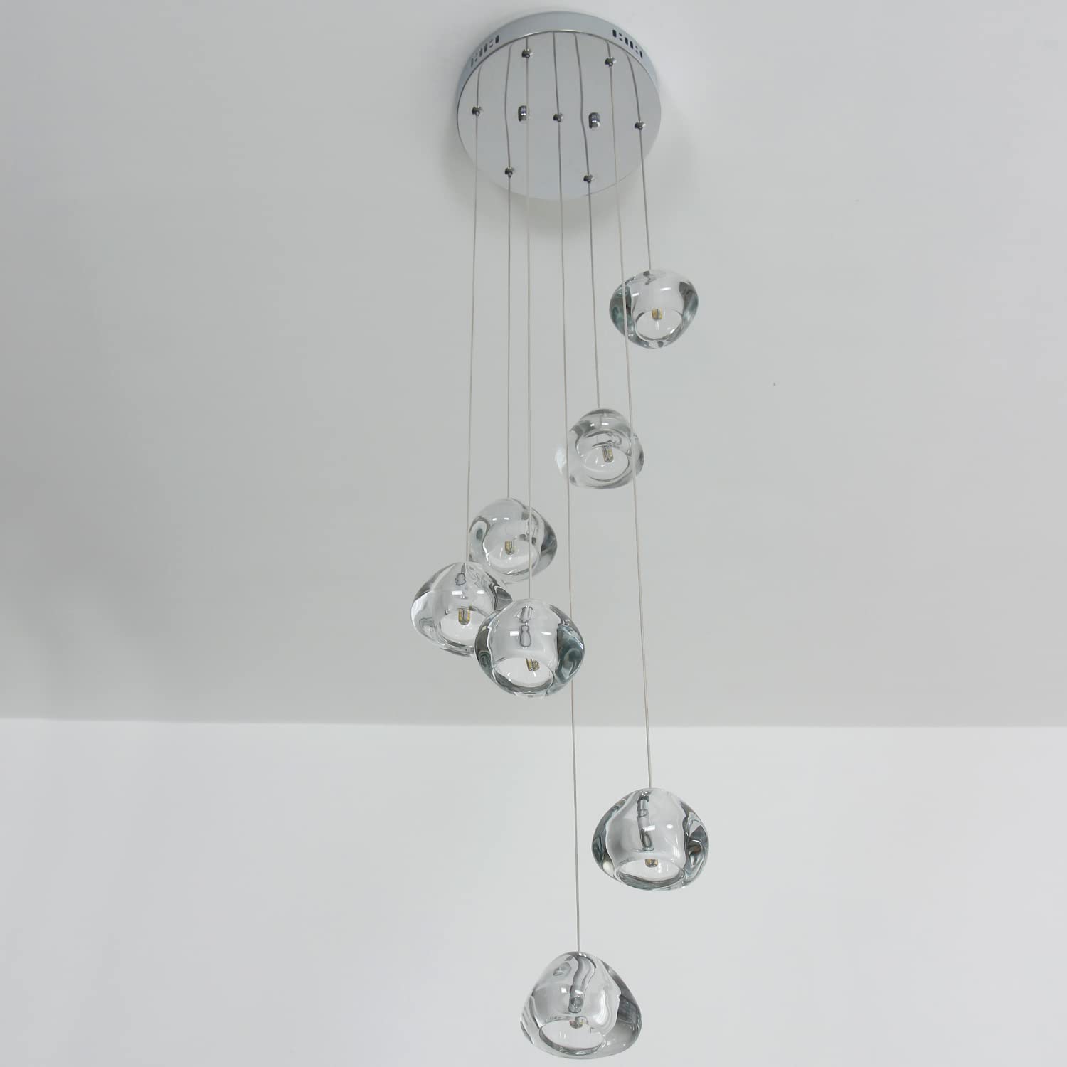 Modern LED Chandelier - 7-Light Crystal Pendant Lighting Fixture in Chrome Finish for Living Room, Dining Room & Entryway - Elegant Ceiling Light for Home Decor, Parties and Special Occasions
