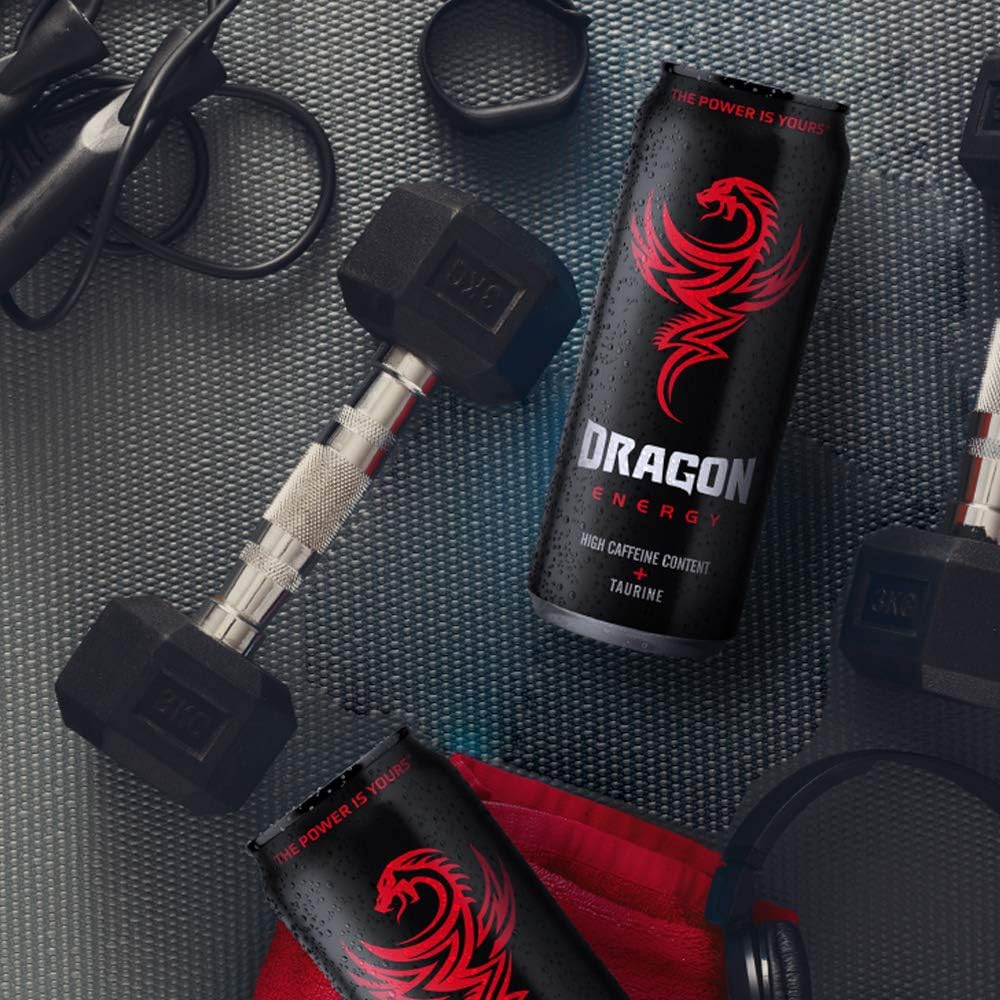 Dragon Red Energy Drink - 24 Pack of 250ml Cans - Boost Energy & Focus - Perfect for Workouts, Gaming & Late-Night Study Sessions