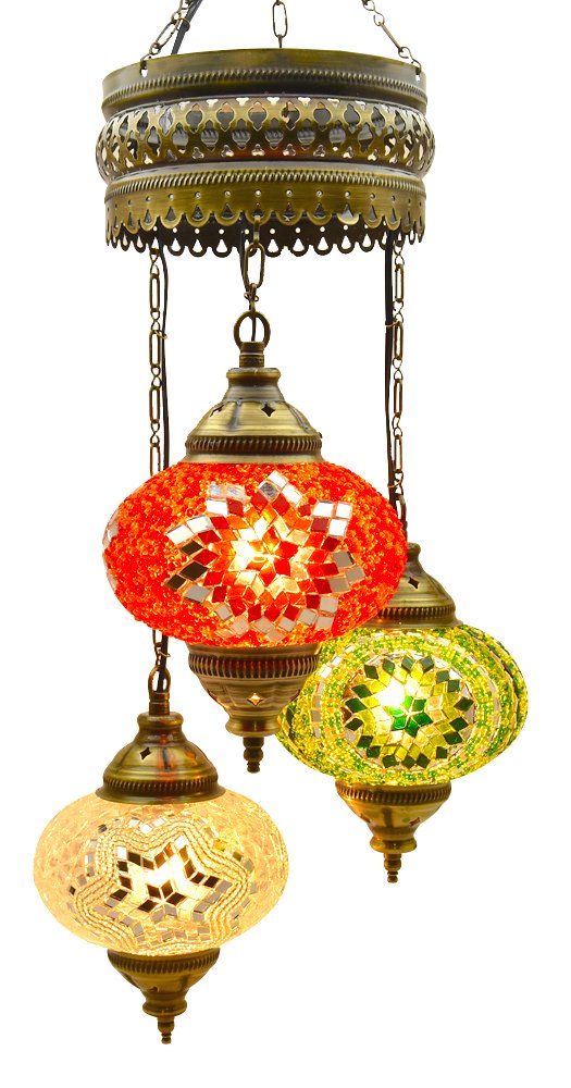 Exquisite Turkish Moroccan Mosaic Glass Chandelier - 5 Unique Tiffany Lamp Designs for Ceiling Hanging - Large Handcrafted Stained Glass Lighting Fixture - Perfect for Living Room, Dining Room or Bedroom Decor