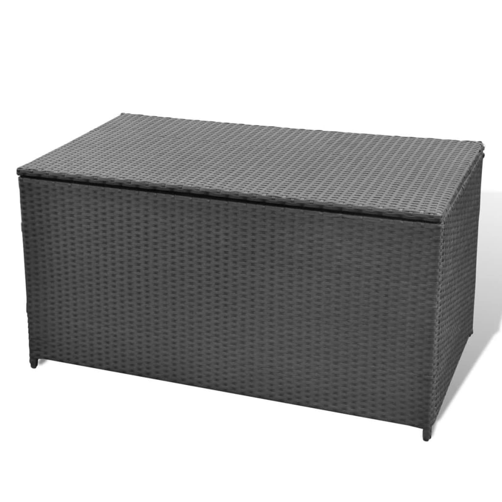 Waterproof Outdoor Deck Storage Box - 120x50x60cm Poly Rattan Garden Patio Furniture for Cushions, Pool Toys & Yard Accessories | Weatherproof Black Deck Box for Backyard, Balcony & Poolside Storage