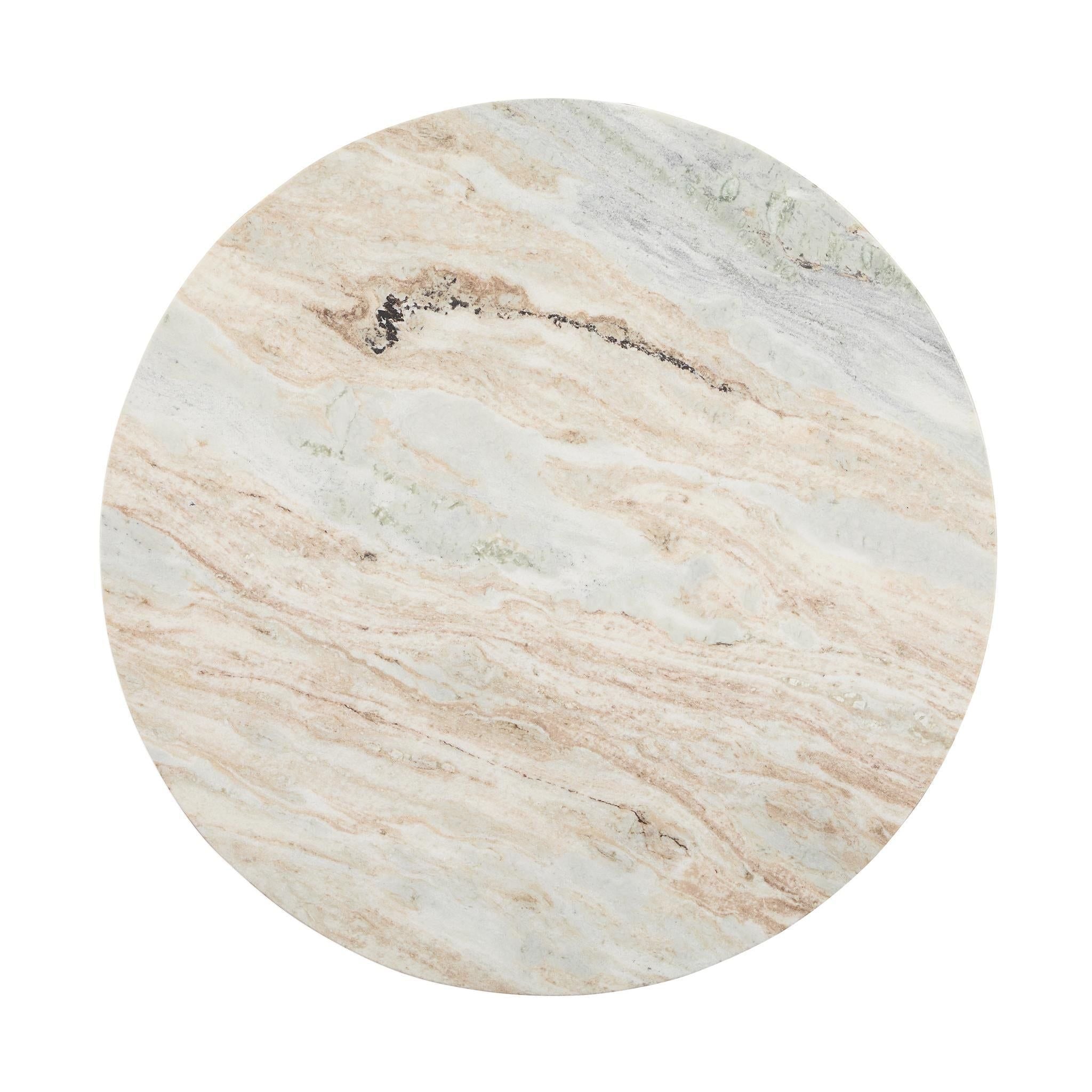 Amberly Gray Marble Round Coffee Table - Modern Living Room Centerpiece for Home Decor & Entertaining