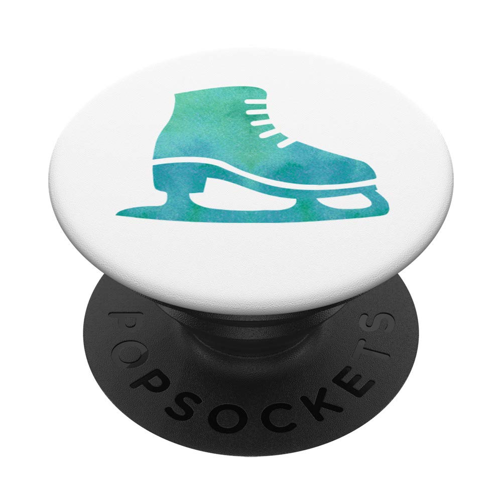Teal Watercolor Ice Skate PopSockets Phone Grip & Stand - Perfect Gift for Girls, Compatible with Phones & Tablets - Great for Skating Enthusiasts & Winter Sports Fans
