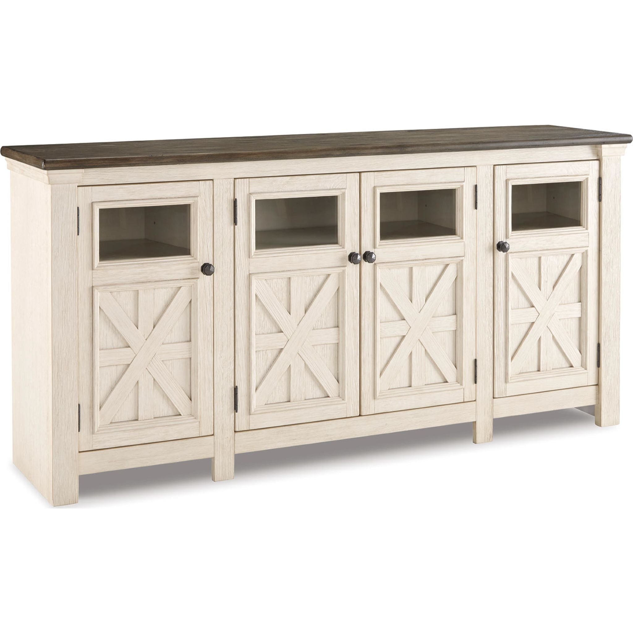 Bolanburg TV Stand for Living Room - White & Weathered Gray Modern Entertainment Center with Storage Shelf | Perfect for Flat Screen TVs up to 65