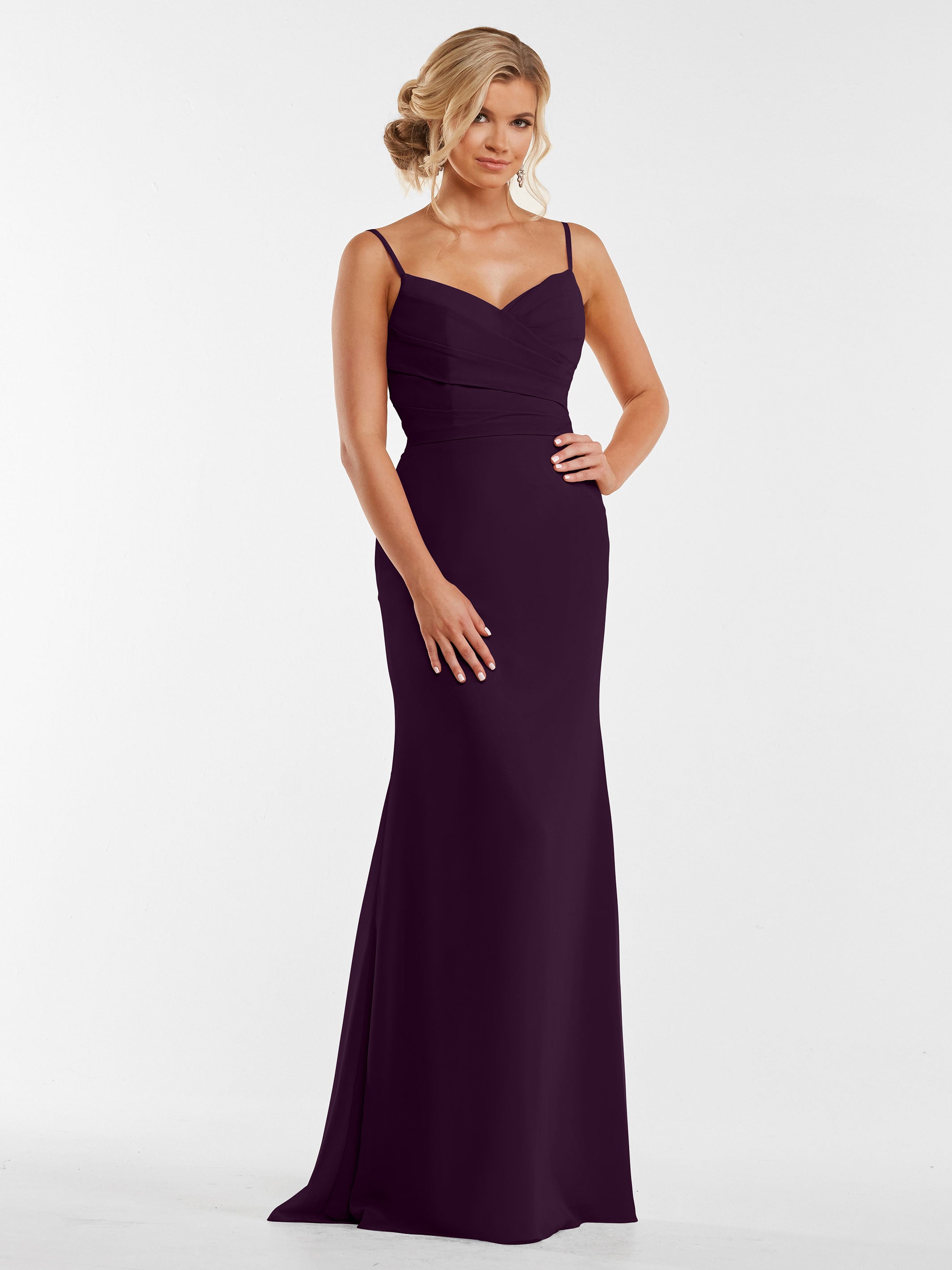 Elegant 80169 Chiffon Sheath Bridesmaid Dress with Pleated Bodice - Perfect for Weddings, Formal Events & Special Occasions