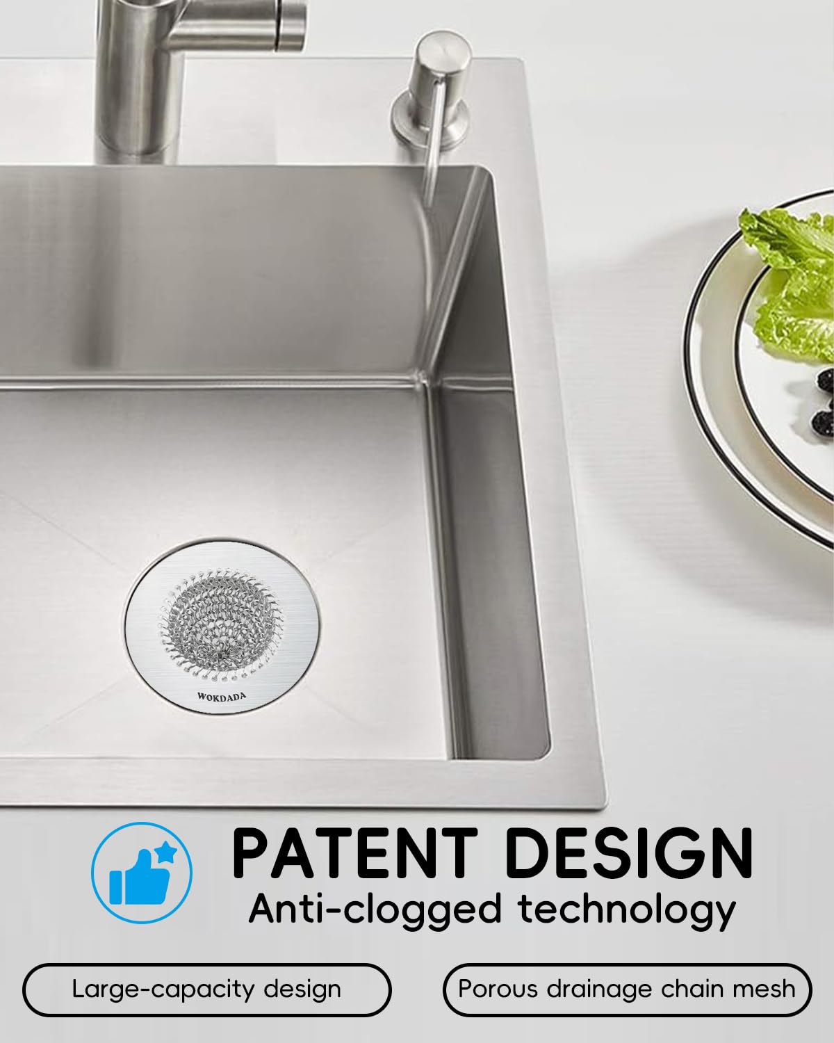 304 Stainless Steel Kitchen Sink Drain Strainer - Flippable Mesh Sink Screen with Large Basket Design for Easy Cleaning | Anti-Clog Garbage Disposal Cover | Fits Standard Sink Drains | Perfect for Food Prep, Dish Washing & Preventing Drain Clogs
