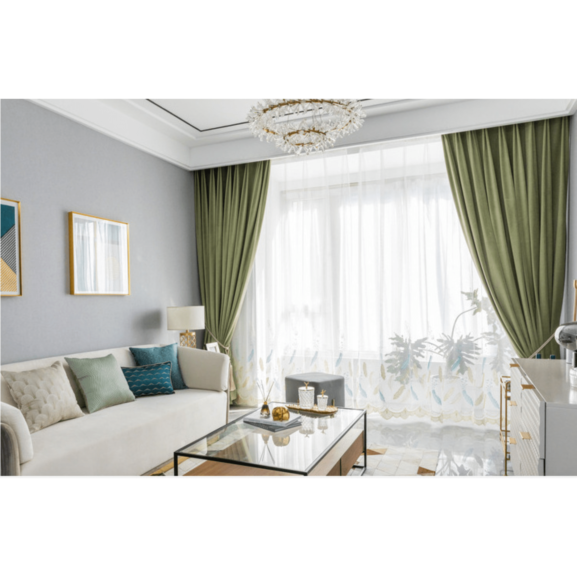 Luxury Plush Velvet Curtains - Light Green Blackout Drapes for Living Room & Bedroom | Mila Modern Soft Thermal Insulated Window Treatments for Home Decor