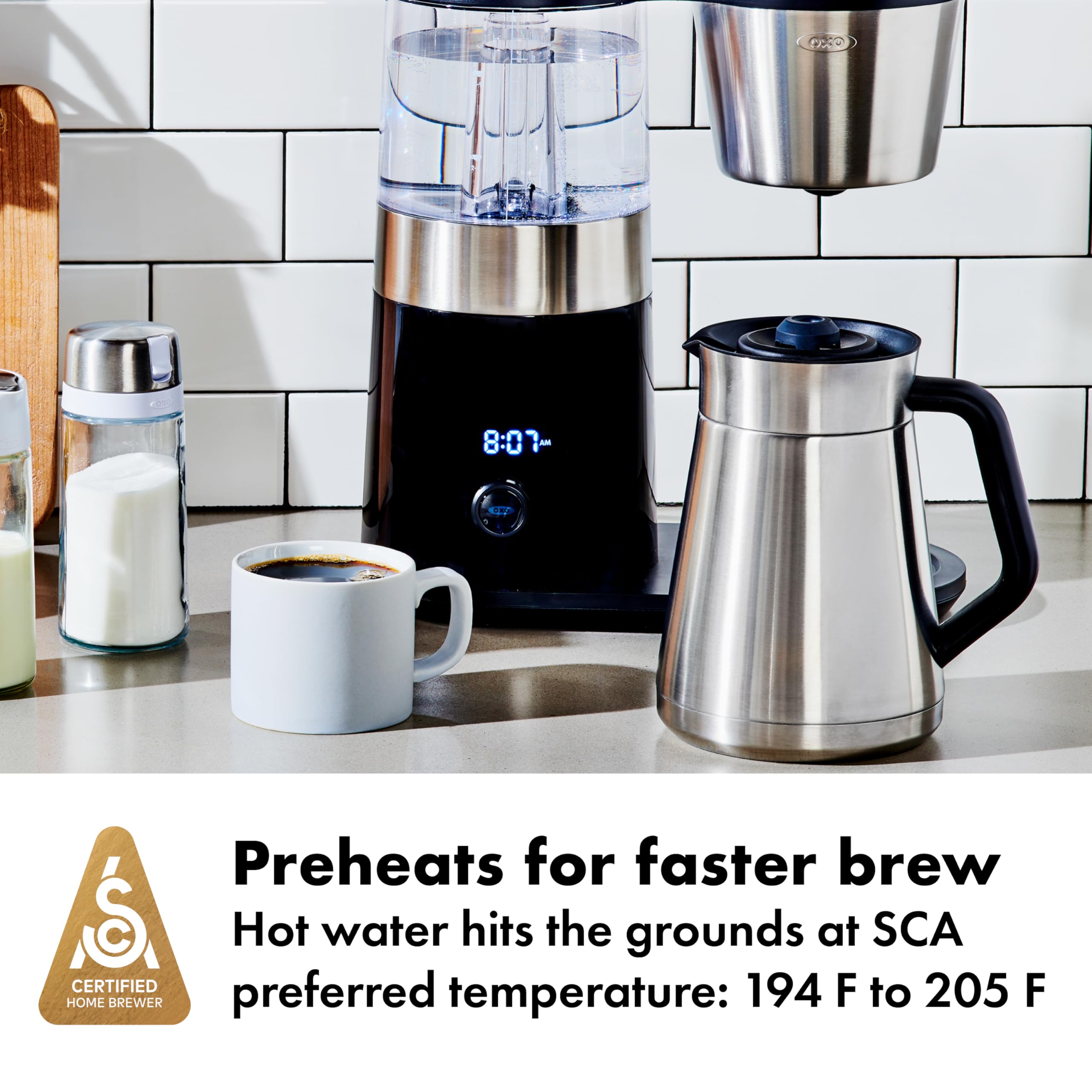 OXO Brew 9 Cup Stainless Steel Coffee Maker - Silver & Black | Drip Coffee Machine for Home & Office | Perfect for Morning Brews & Entertaining Guests