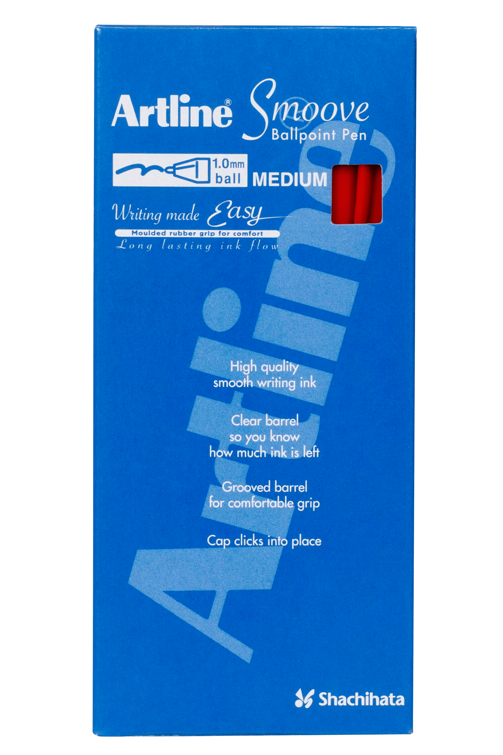 Artline Smoove Ballpoint Pens - 12 Pack Red Ink Pens for Smooth Writing - Perfect for Office, School & Home Use