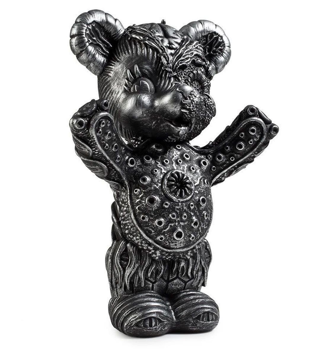 Frank Kozik 10 Free Hugs Bear Silver Edition Collectible Art Toy - Perfect for Pop Culture Fans, Vinyl Collectors & Home Decor
