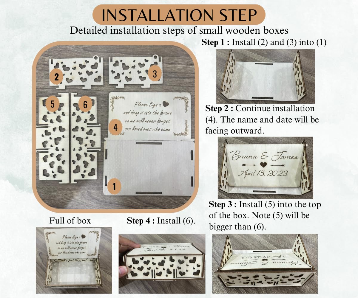 Personalized Heart-Shaped Wedding Guest Book - Unique Alternative Guest Book with Drop Box & Frame - Perfect for Weddings, Anniversaries, and Romantic Events