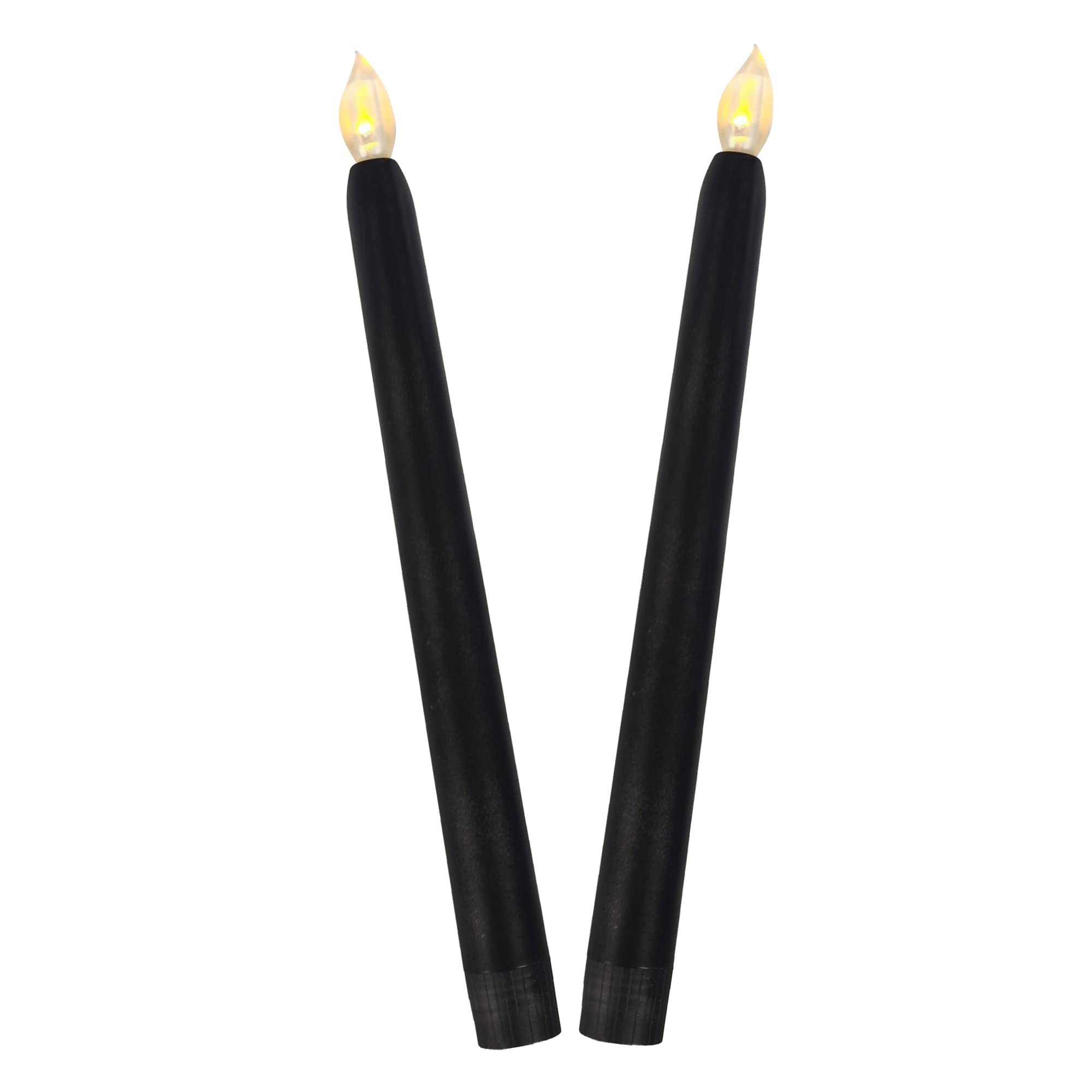 2 Pack Flameless Black Taper Candles with Timer - 9