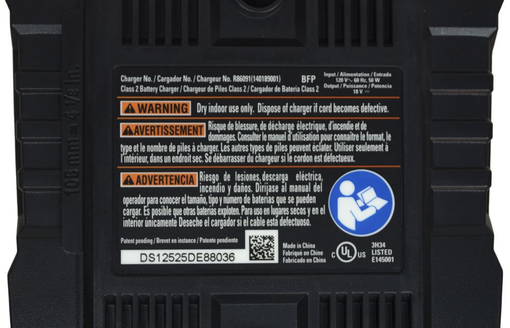 Ridgid R86091 18V NiCd/Li-Ion Dual Chemistry Cordless Tool Battery Charger (Bulk Packaged) - Fast Charging for Drills, Saws & Power Tools - Workshop & Job Site Use