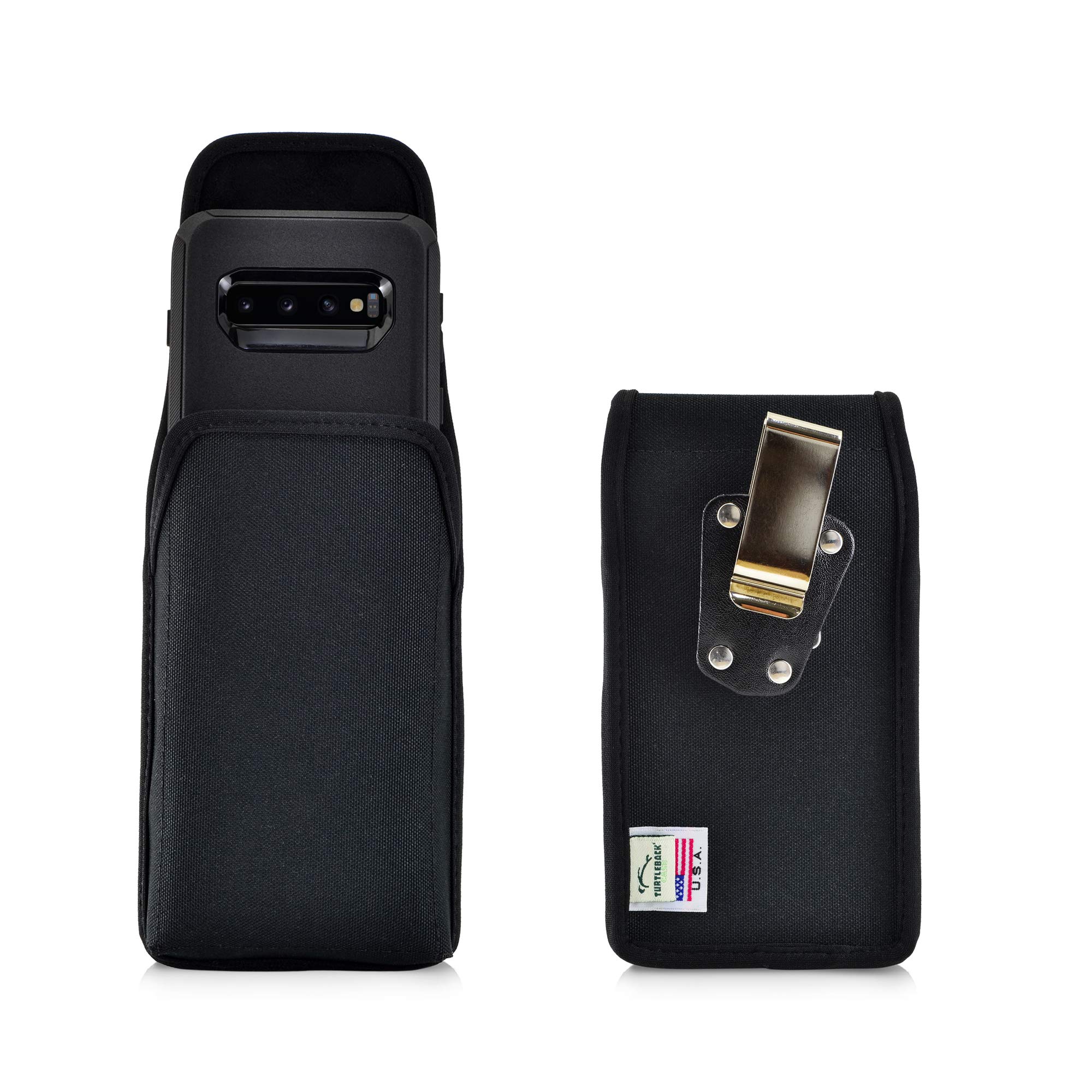 Premium Nylon Phone Holster for Samsung Galaxy S25-S20 - Black Belt Clip Pouch for Phones with Bulky Cases - Durable Cell Phone Holder with Metal Clip - Perfect for Outdoor Activities, Work & Travel