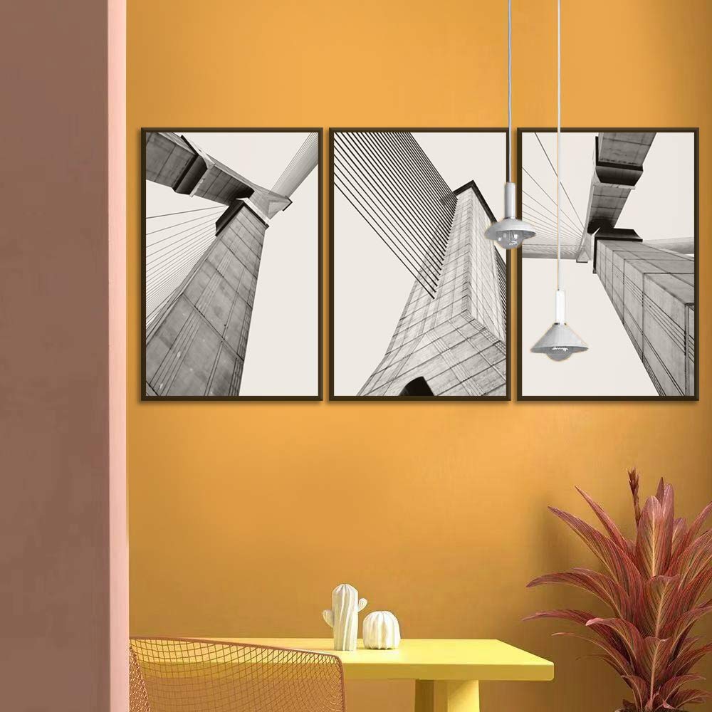 Wall26 3-Panel Framed Canvas Wall Art - Modern Cityscape Building Theme Print (24