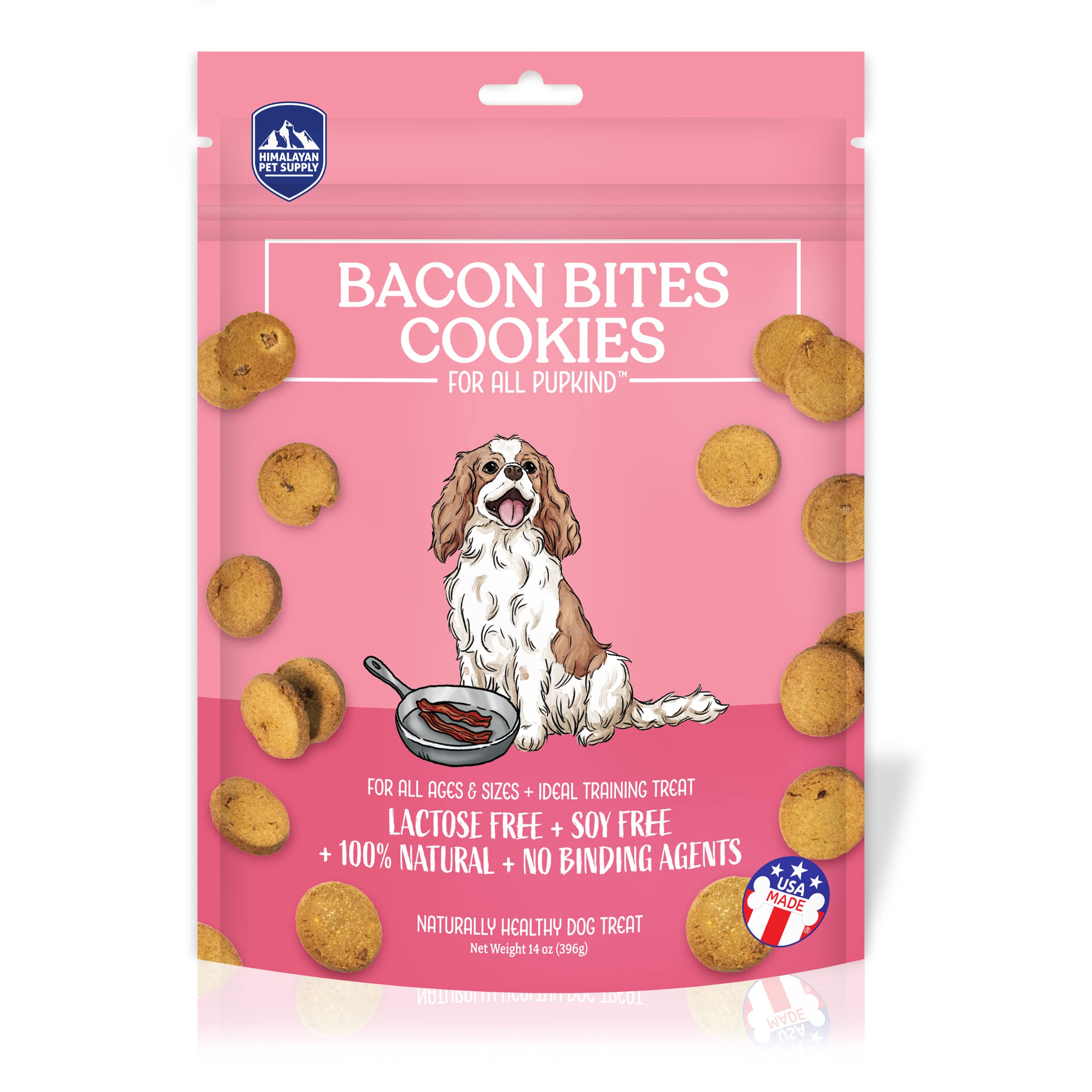 All Natural Bacon Bits Cookies for Dogs - Lactose, Soy, Gluten & Wheat Free - USA Made Crunchy Treats (14oz) | Perfect for Training, Rewards & Snack Time