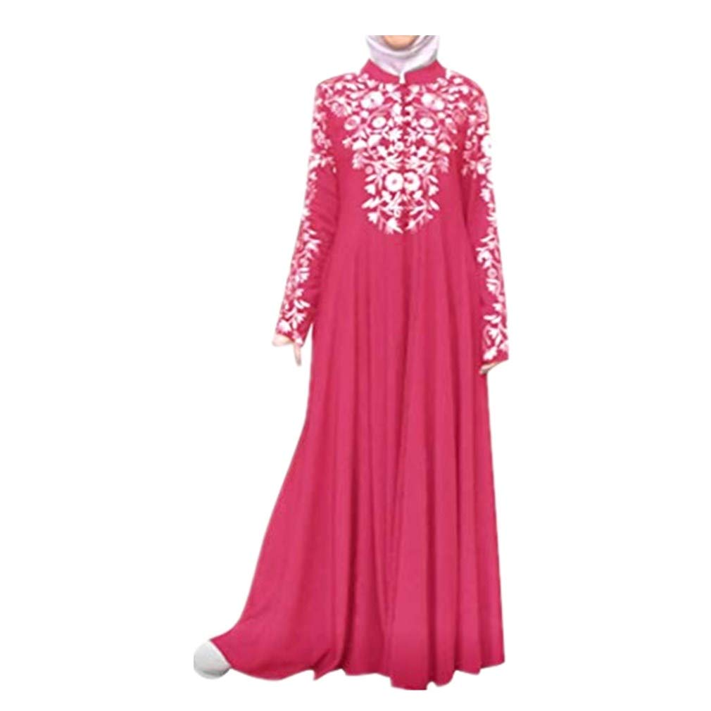 Elegant Muslim Women's Caftan Abaya Dress - Floral Printed Vintage Islamic Maxi Dress for Dubai & Modest Fashion | Perfect for Prayer, Eid, Wedding & Special Occasions