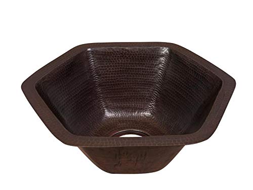 Premium CHBS-16-FL-BR Copper Hexagonal Bar Sink, Bright Finish - 7
