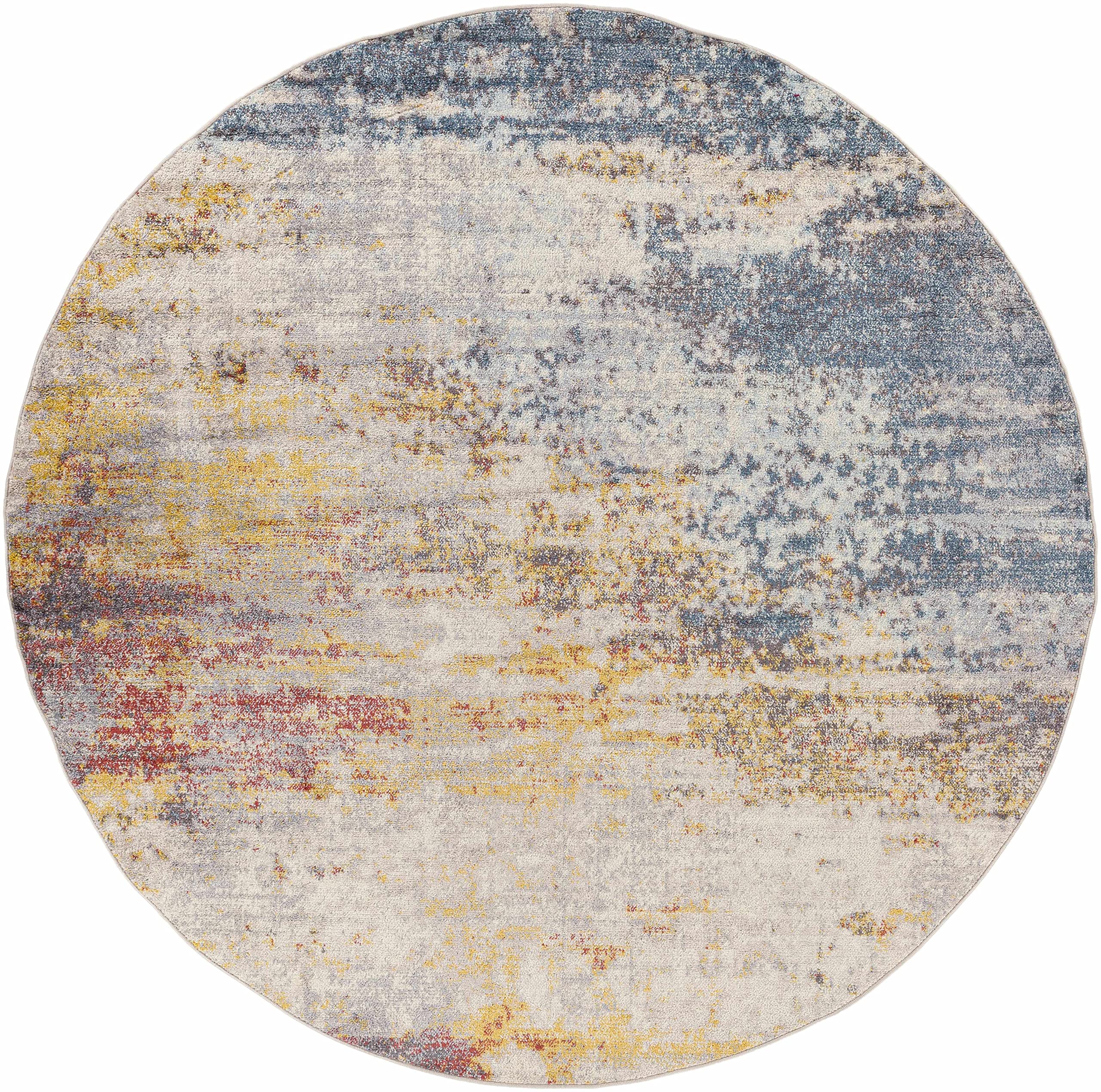 Hauteloom Alexandra Modern Area Rug for Living Room & Bedroom - Soft Gray, Beige, Red - 8'10