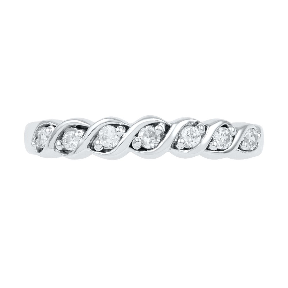 D-GOLD Sterling Silver Round Diamond Twisted Seven Stone Fashion Ring (1/6 cttw) - Elegant Jewelry for Women, Perfect Gift for Anniversary, Valentine's Day & Special Occasions