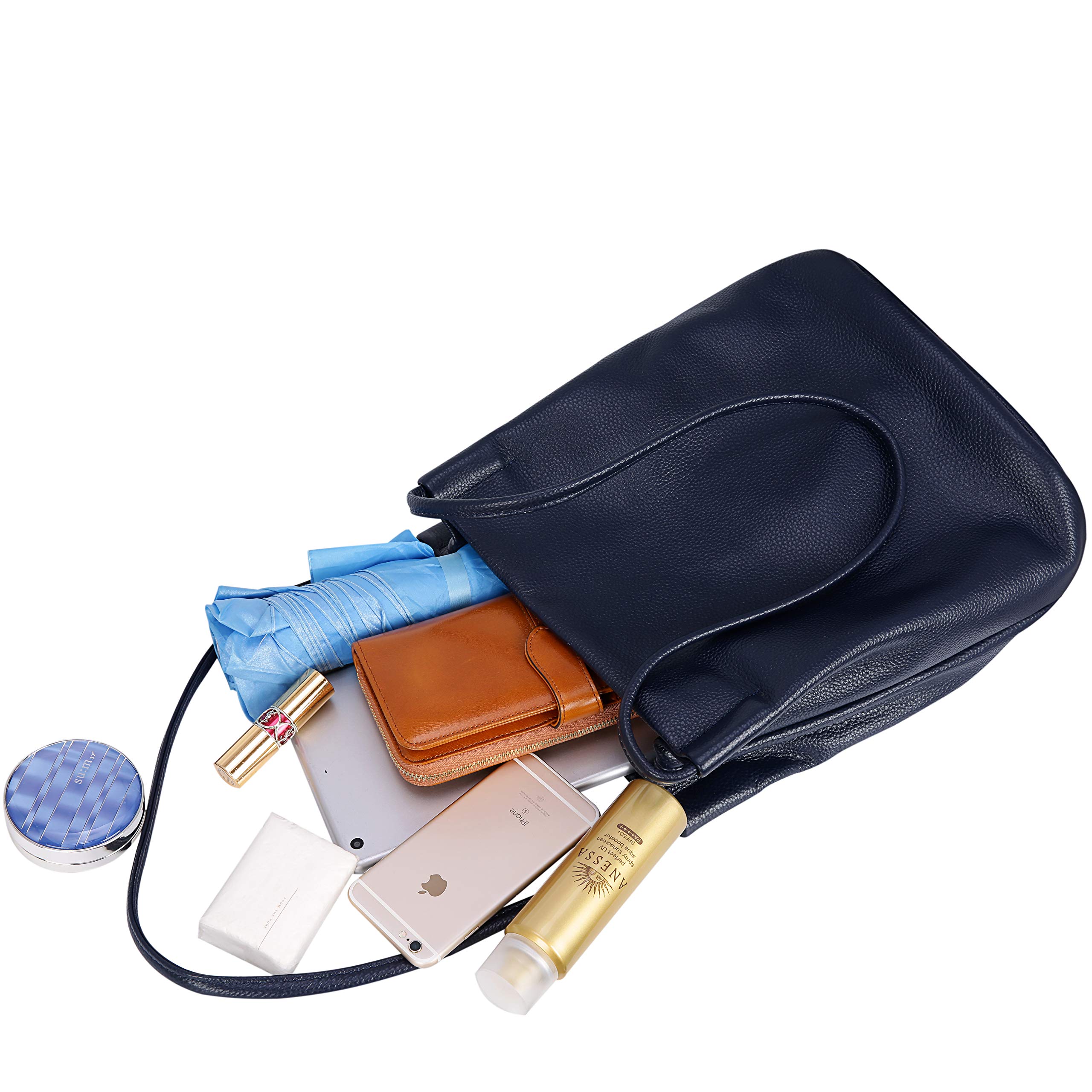 Genuine Leather Tote Bucket Bag for Women - Stylish Hobo Shoulder Purse & Handbag - Perfect for Work, Travel & Everyday Use