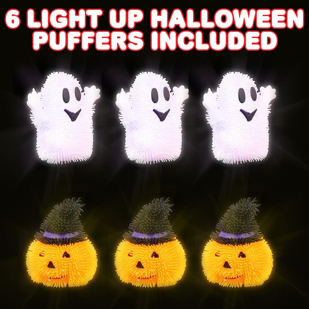 ArtCreativity LED Fidget Toys Set of 6 - Stress Relief Sensory Toys for Kids & Adults - Halloween Non-Candy Treats with Ghost & Pumpkin Designs - Perfect for Anxiety Relief, Classroom Rewards & Party Favors