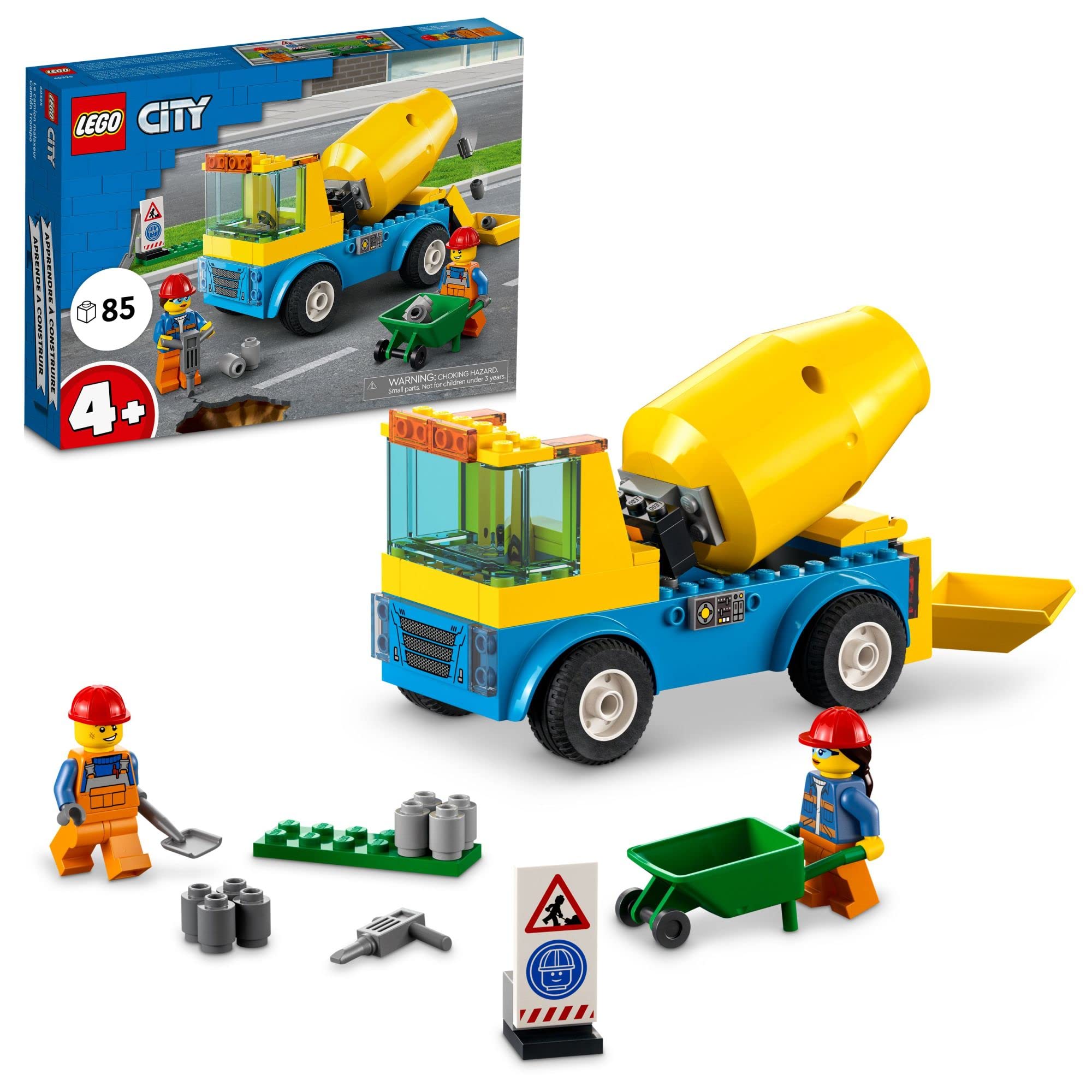 LEGO City Great Vehicles Cement Mixer Truck 60325 Building Toy Set - 85 Pieces STEM Learning Construction Toy for Kids Ages 4+ | Perfect for Preschoolers, Boys & Girls | Creative Play, Birthday Gifts & Educational Activities