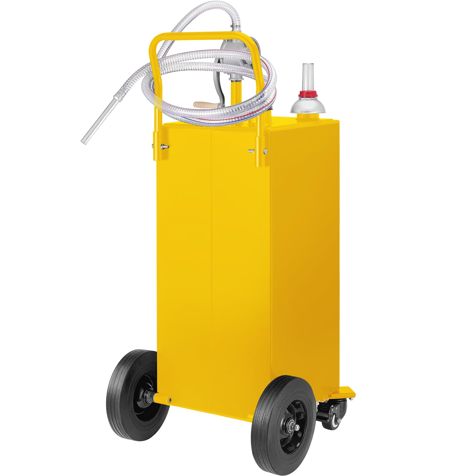 VEVOR 30 Gallon Fuel Caddy with Manual Transfer Pump - Heavy Duty Gasoline & Diesel Storage Tank on 4 Wheels - Portable Fuel Container for Cars, Lawn Mowers, ATVs, Boats - Ideal for Home, Farm & Industrial Use