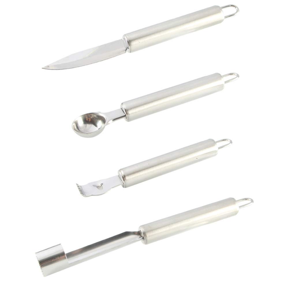 4-Piece Melon Baller Set - Stainless Steel Fruit Scooper & Corer for Watermelon, Cantaloupe, Honeydew - Perfect for Fruit Carving, Salad Prep & Kitchen Use