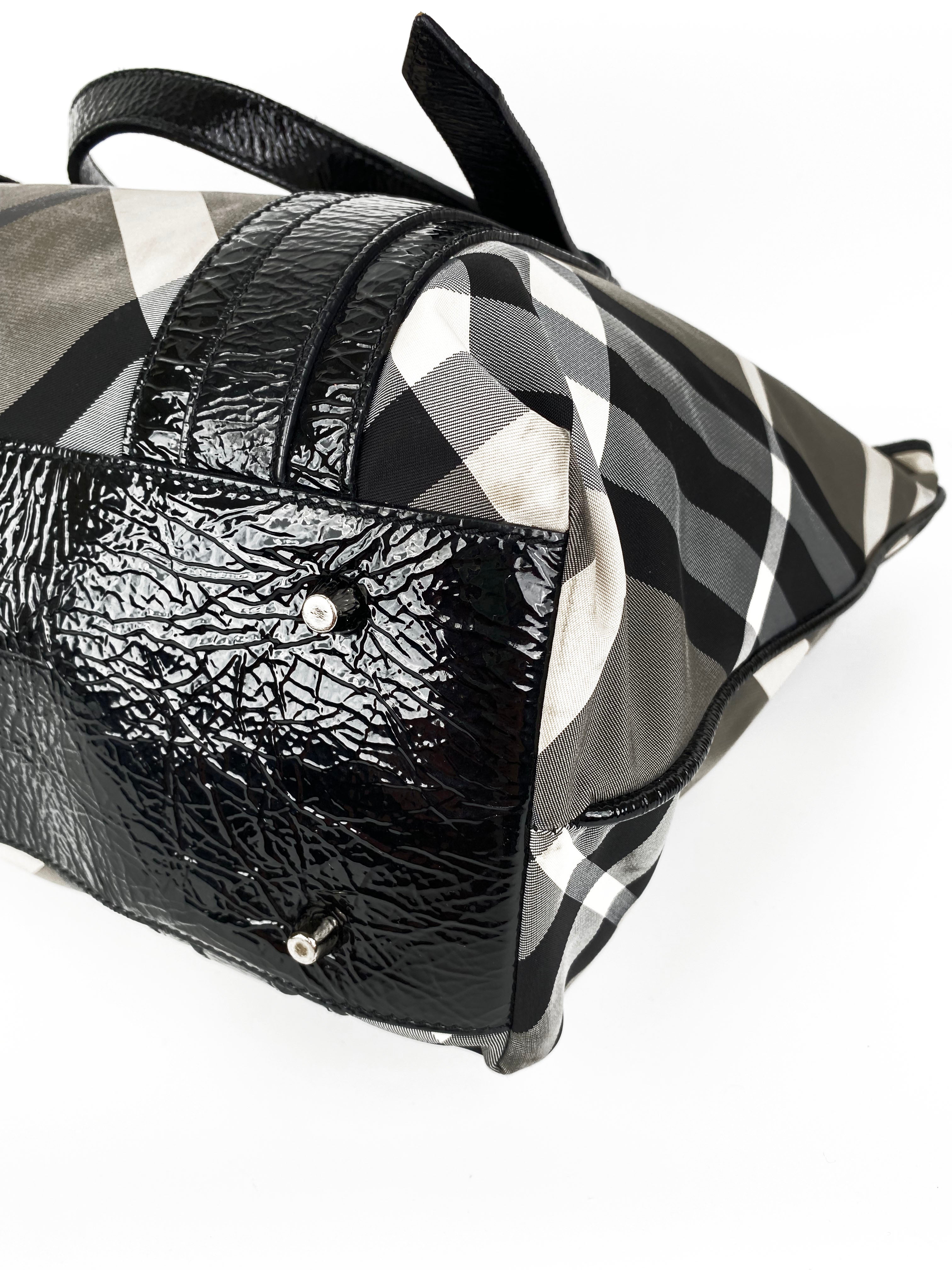 Burberry Black & White Large Grey Tote Bag for Women - Luxury Designer Handbag for Work, Travel & Everyday Use