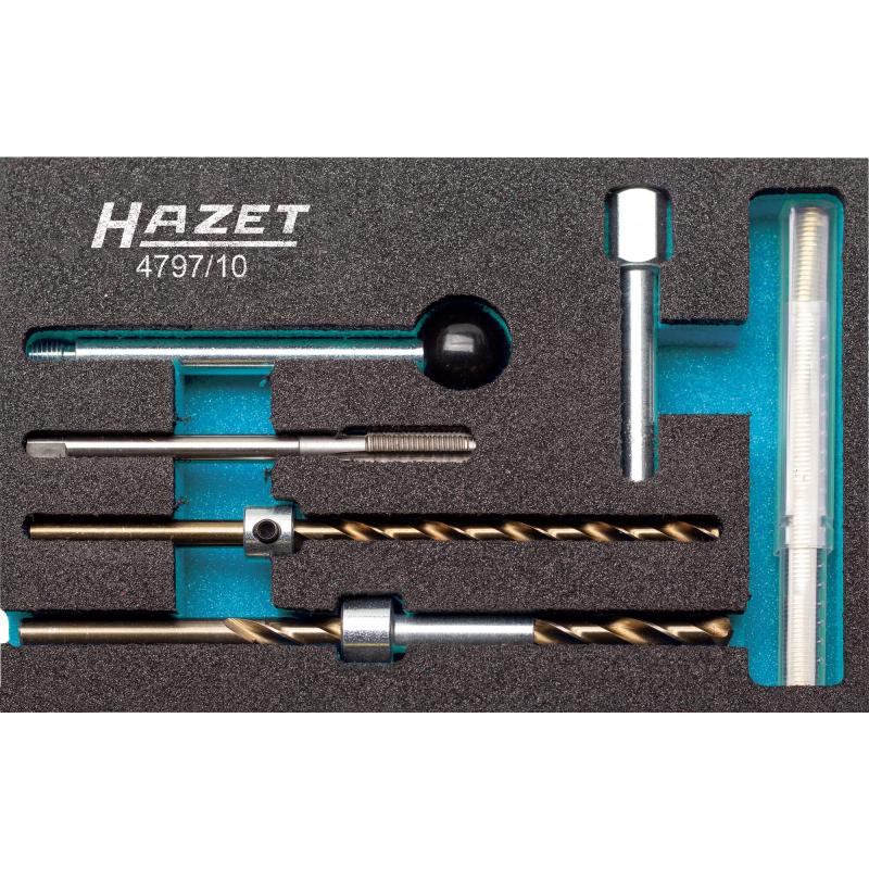 Hazet 4797/10 10-Piece Thread Repair Tool Set for Injector Fastening Screws | Automotive Engine Maintenance & Repair Kit for Diesel & Gasoline Vehicles