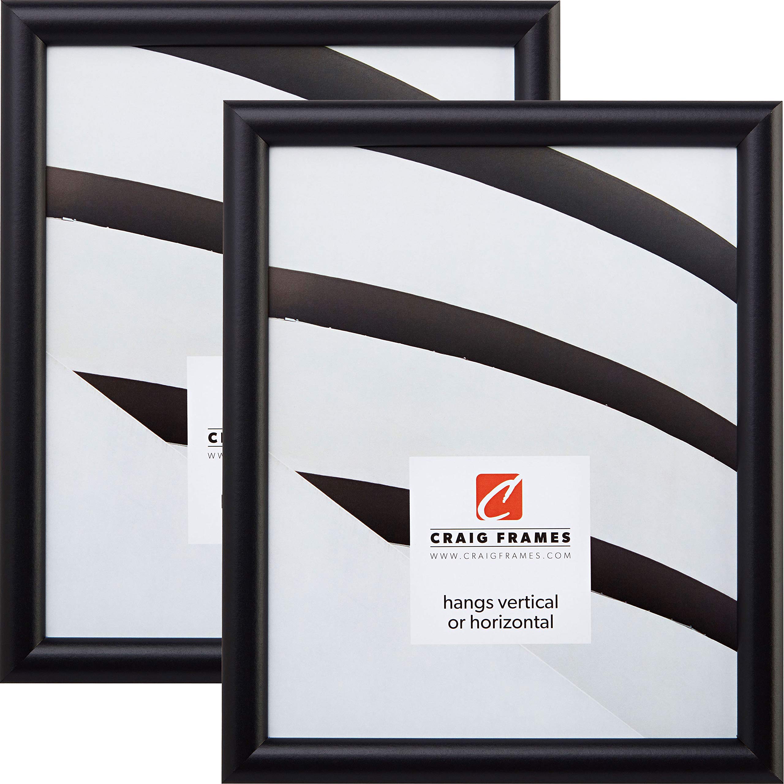 Craig Frames Bullnose 20x30 Picture Frame Set of 2 - Gallery Black Wood Photo Frames for Wall Art, Home Decor & Office Display
