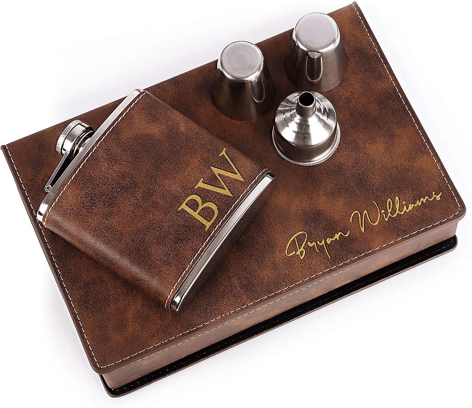 Set of 6 Personalized Engraved Groomsmen Flasks - 6oz Custom Whiskey Bottles with Gift Box & Funnel - Best Man Proposal Gift, Bachelor Party Team Gift - Perfect for Weddings, Anniversaries & Special Occasions