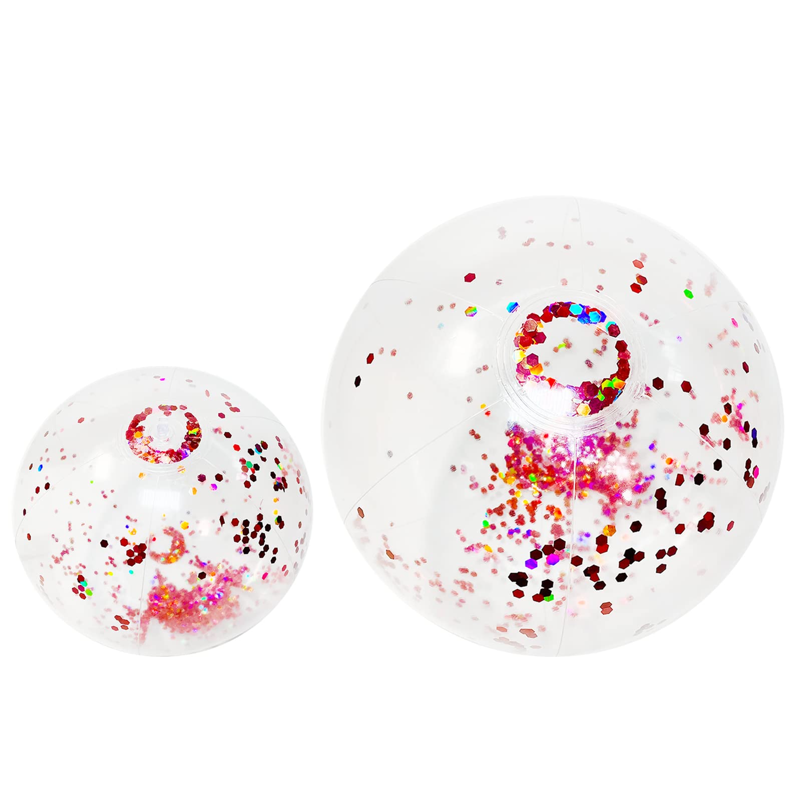 Jumbo Inflatable Beach Ball with Confetti Glitters - 15+23 Inch Rose Gold Swimming Pool Water Ball for Adults, Summer Beach Party, Pool Games & Outdoor Water Activities