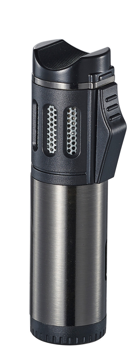 Premium Artemis Triple Torch Cigar Lighter in Gunmetal Finish - Windproof Butane Lighter for Cigars, Cigarettes & Outdoor Use - Perfect for Smoking Enthusiasts & Gifts