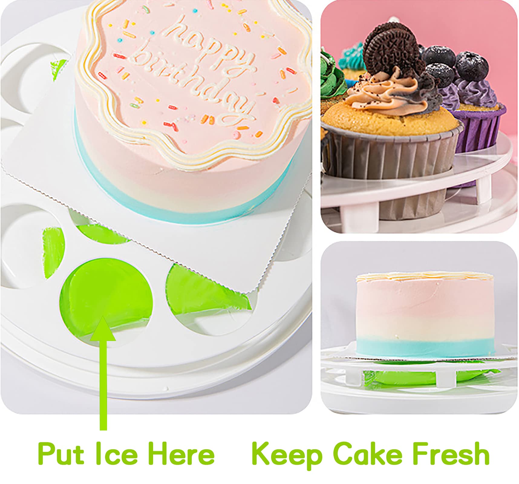 Yesland Collapsible Handle Cake Carrier - 10 Inch Round Plastic Cake Container with Lid for Cakes, Pies, Cookies, Muffins & Fruits - Portable Baking Storage for Parties, Picnics & Home Use