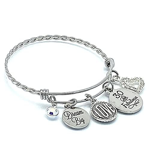 Jesse Janes Handmade 30th Birthday Charm Bracelet for Women - Unique 30 Year Old Gift Idea for Best Friend, Sister & Wife - Perfect Birthday Jewelry for Turning 30 Celebrations, Parties & Special Occasions