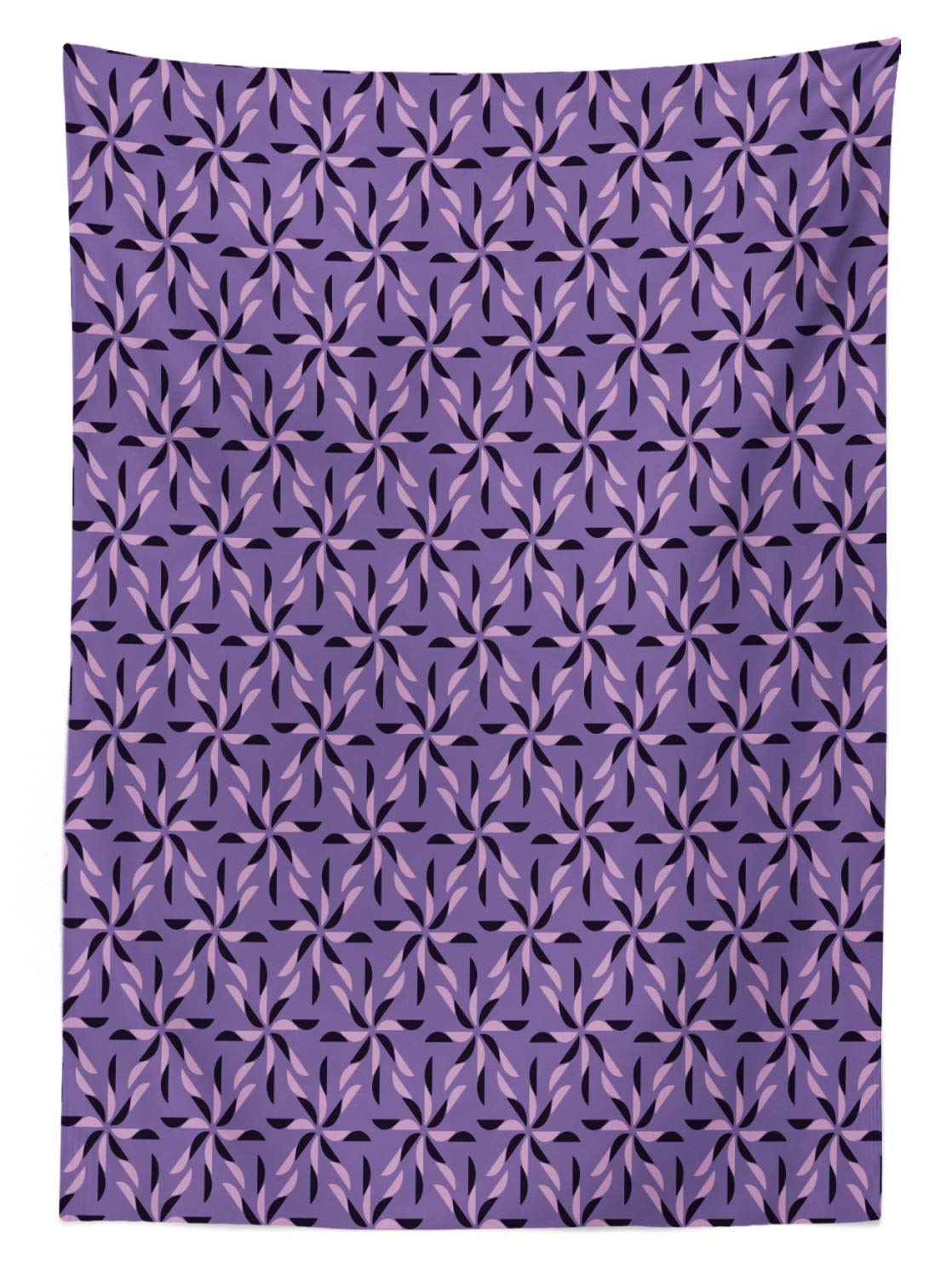 Ambesonne Geometric Floral Outdoor Tablecloth - Dark Purple Violet Lilac Picnic Table Cover 58