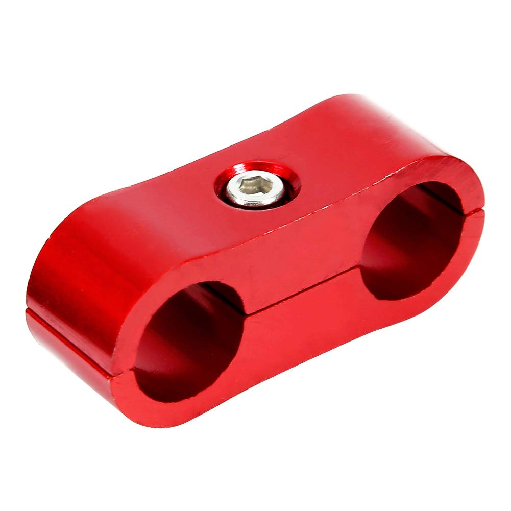Aluminum Alloy AN4 Hose Separator Clamp - Universal Fuel, Oil, Water & Brake Line Tube Divider - Red Automotive Accessory for Car, Truck & Motorcycle Engine Maintenance