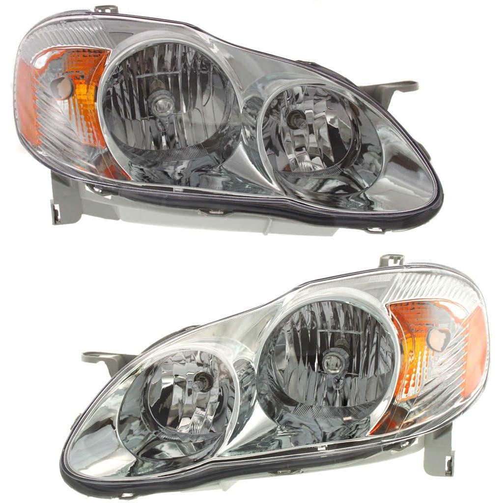 2003-2004 Toyota Corolla Headlights Pair - Driver & Passenger Side (S Model) TO2502142 TO2503142 | OEM 81150-02210 81110-02200 Replacement | Perfect for Night Driving & Car Restoration Projects
