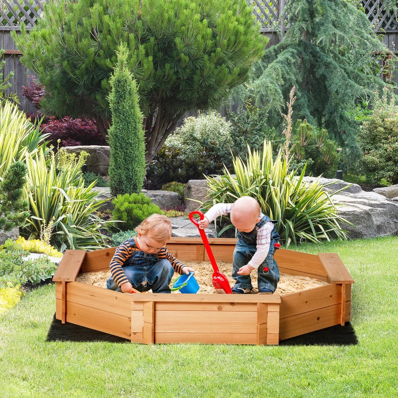 Outsunny Kids Sandbox with Cover & Bench Seat - Outdoor Children's Sand Play Set for Backyard, Toddlers & Preschoolers - Perfect for Garden, Patio & Playground Fun