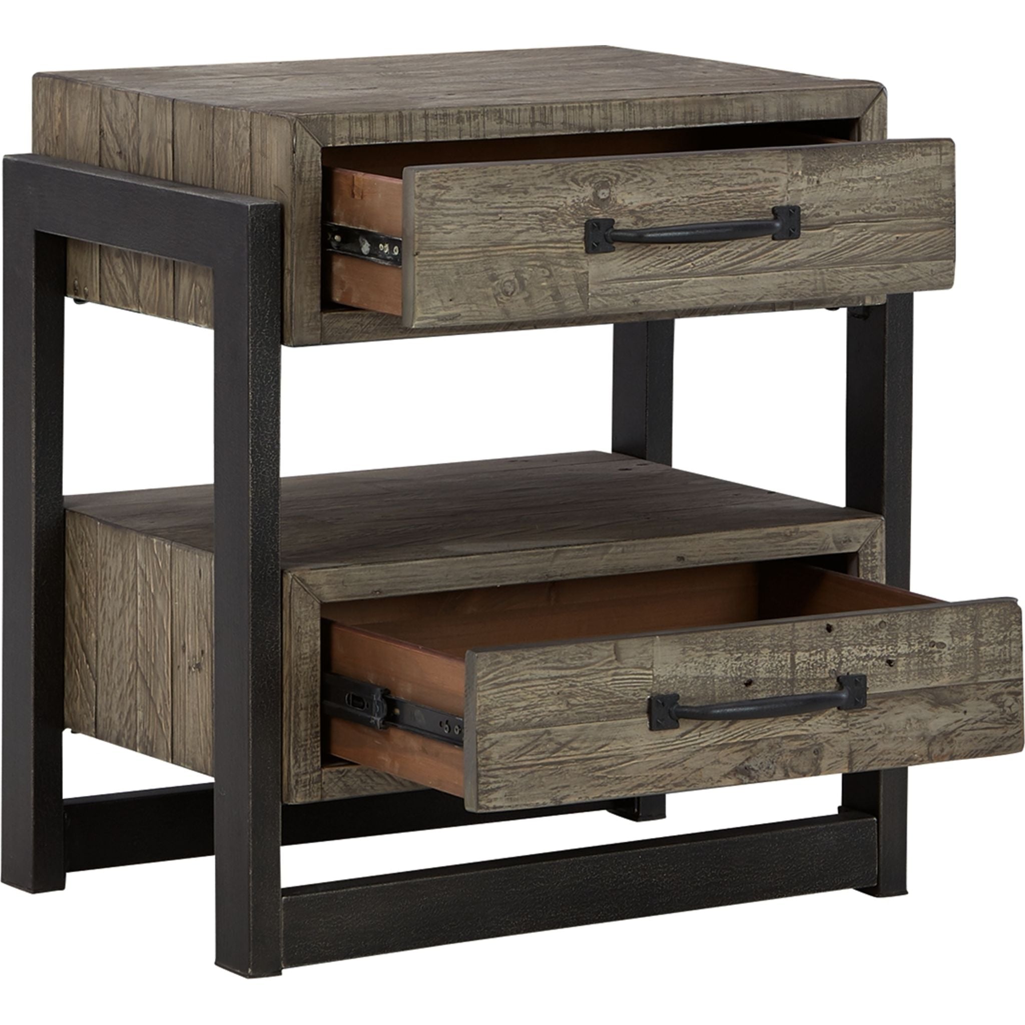 Modern Gray Nightstand with 2 Drawers - Wooden Bedside Table for Bedroom, Living Room, or Office - Stylish Storage Solution for Books, Lamps, and Essentials