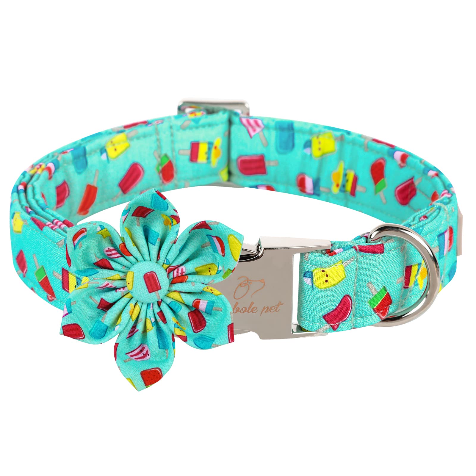 4th of July Dog Bow Tie Collar - Patriotic American Flag Pet Accessory with Metal Buckle for Small, Medium & Large Dogs - Red White Blue Adjustable Necktie for Independence Day, Memorial Day, Veterans Day - Perfect for Festive Parties, Parades & Photo Shoots (Popsicle Green Flower Design)
