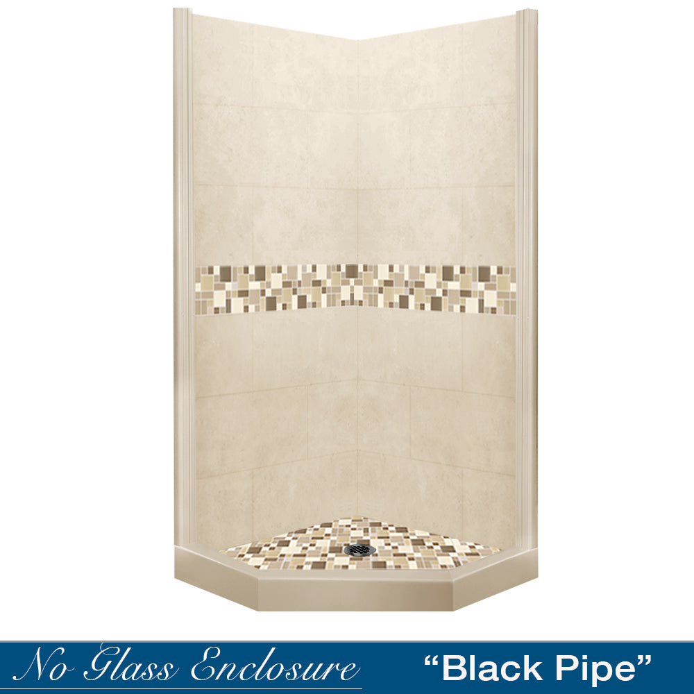 Neo Angle Desert Sand Sistine Stone & Tuscany Mosaic DIY Shower Remodel Kit - Waterproof Tile Accent for Bathroom Renovation and Home Improvement Projects