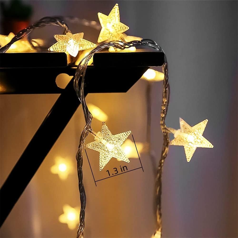 Brightown 33 ft 100 LED Star String Lights with Remote & Timer - Warm White Fairy Lights for Bedroom, Wedding, Party, Garden & Outdoor Decor | Perfect for Porch, Patio, Tent & Indoor Holiday Lighting