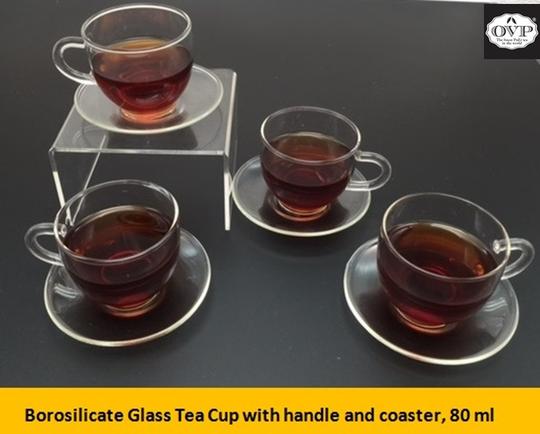 Premium OVP Borosilicate Glass Teacup with Saucer - 100ml Heat-Resistant Tea Cup Set for Herbal Tea, Coffee & Dessert - Perfect for Afternoon Tea, Gifts & Home Decor